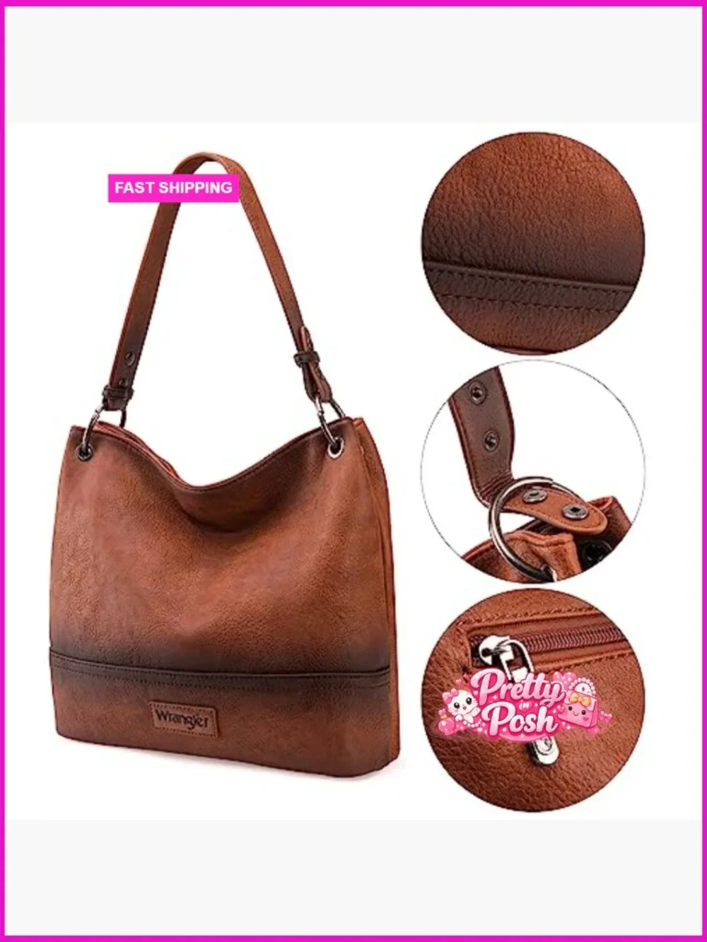 Vegan Leather Hobo Bag with Removable Shoulder and Crossbody Strap